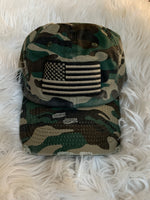 Camo Distressed Hat ~ Black Flag