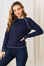 Gemini Long Raglan Sleeve Round Neck Top