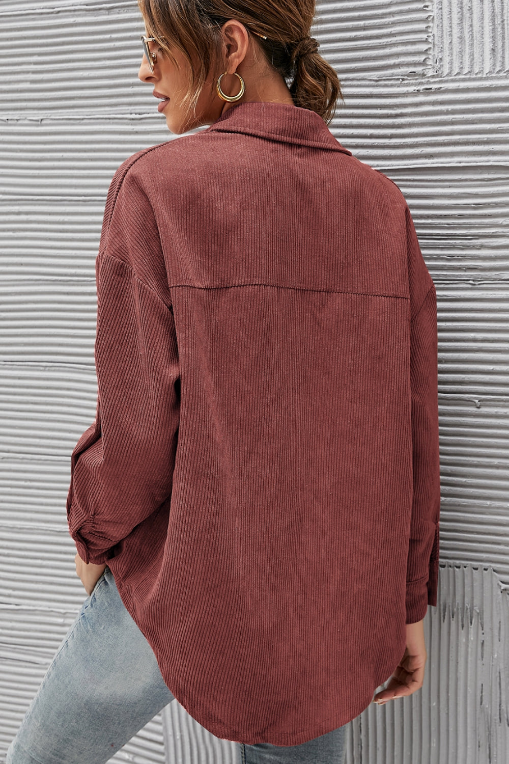 Jesse Button Front Drop Shoulder Corduroy Shirt