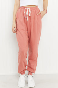 Love Street Drawstring Waist Joggers in Ash Rose