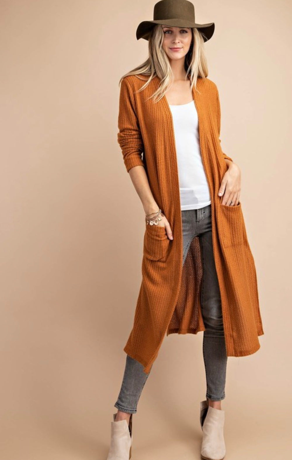 Rust Long Cardigan