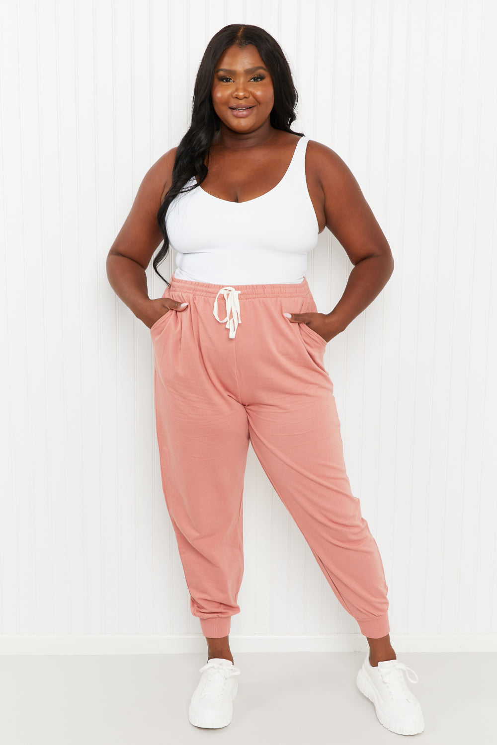 Love Street Drawstring Waist Joggers in Ash Rose