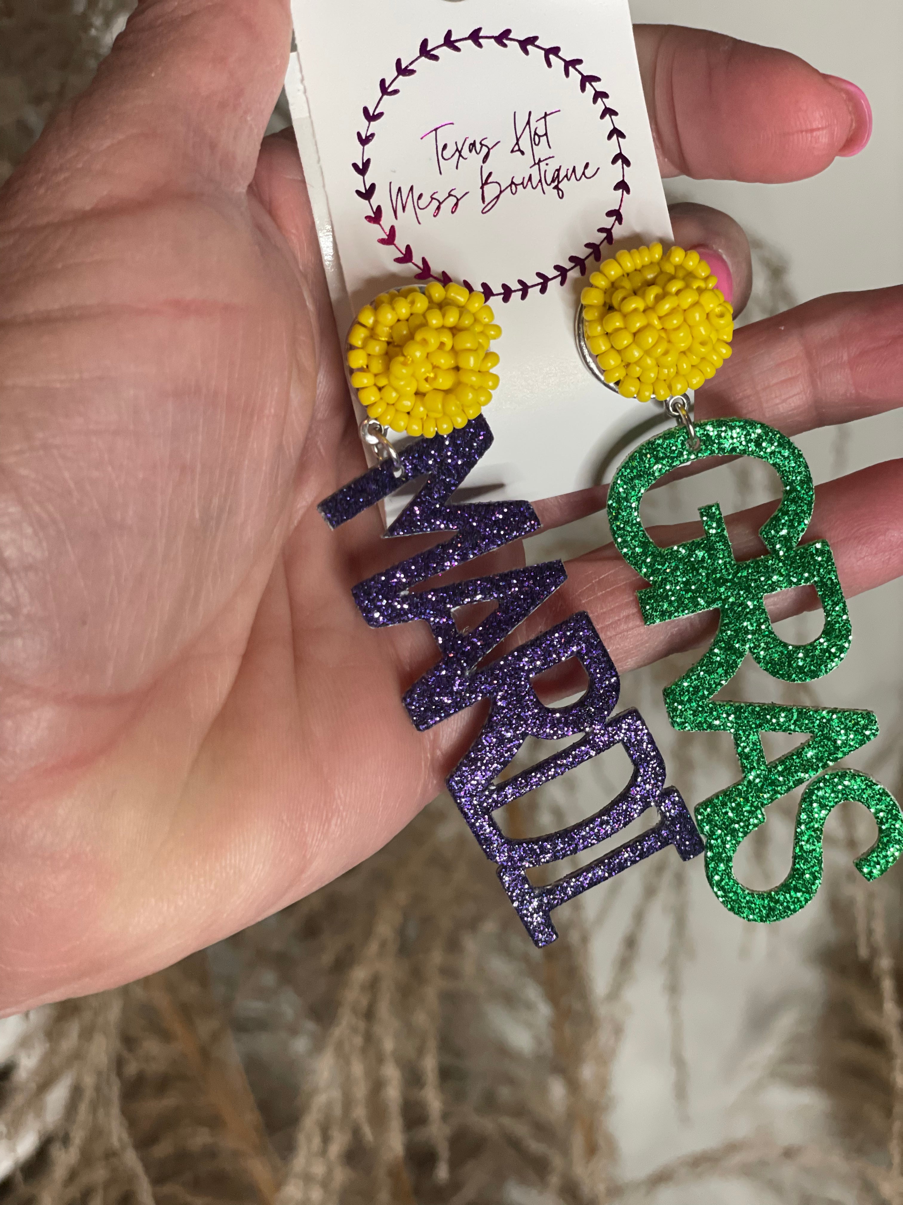 Mardi Gras Bead Earrings