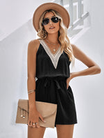 Contrast Belted Sleeveless Romper ~ Ships 5-12 business days