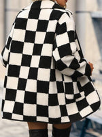 Raceway  Full Size Checkered Button Front Coat with Pockets