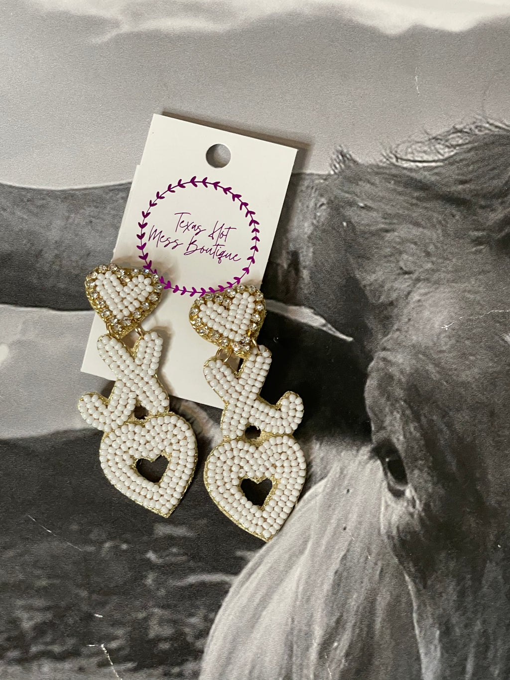 XO XO White bead Earrings