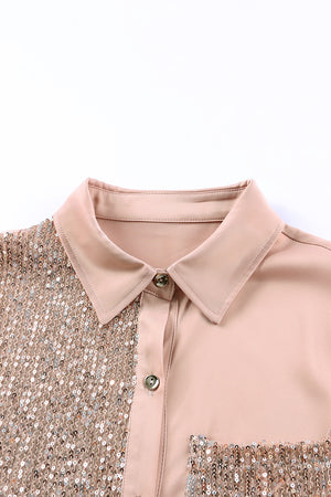 Miranda Sequin High-Low Shirt Dress