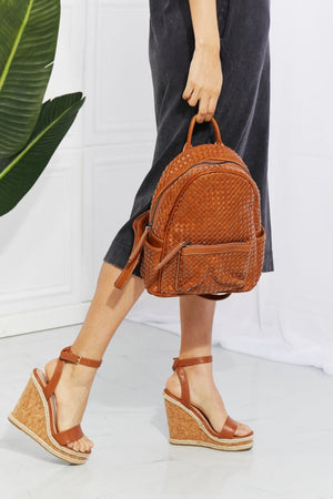 Certainly Chic Faux Leather Woven Backpack