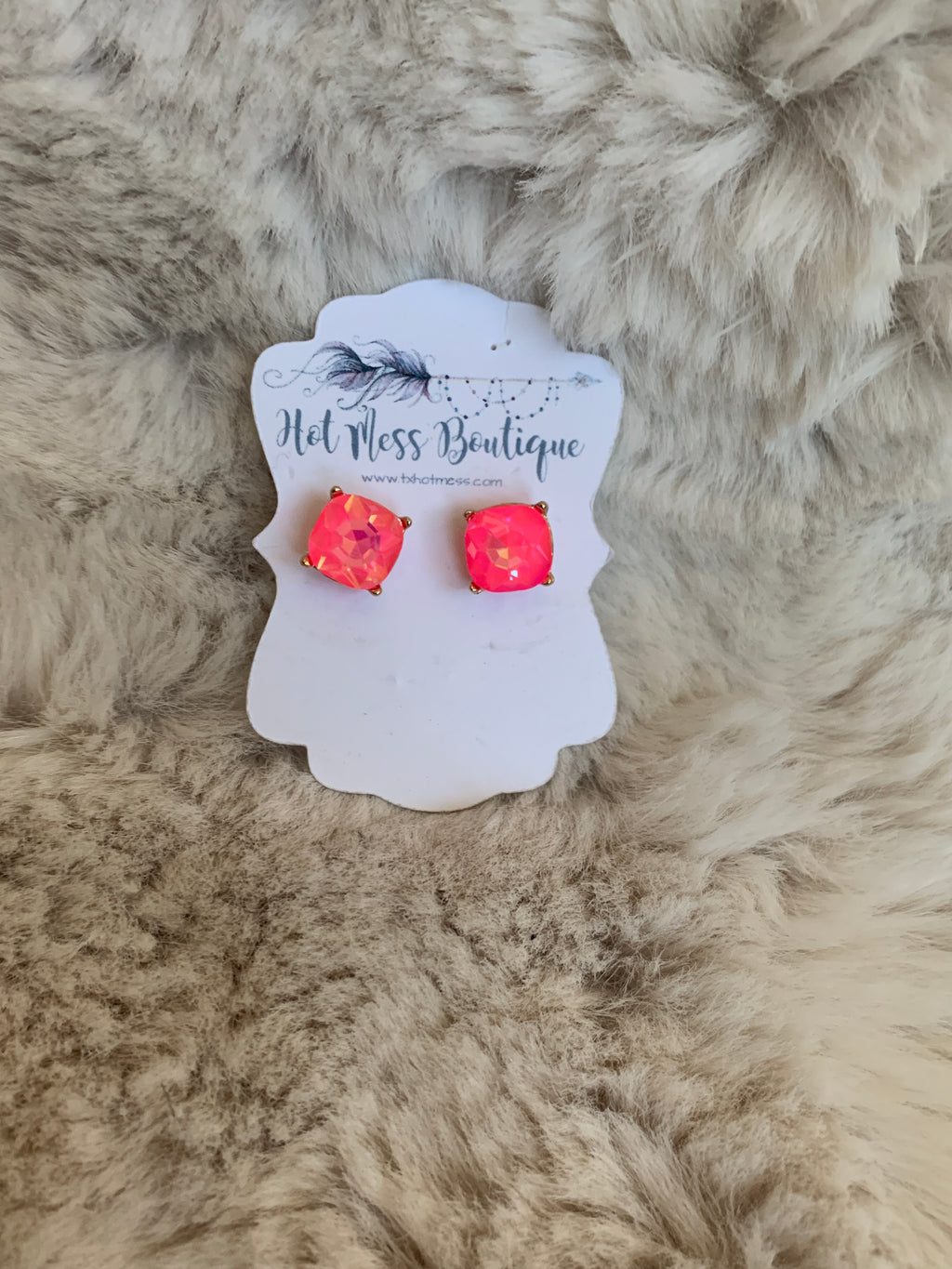 Wild Party Pink Stud Gem Earrings