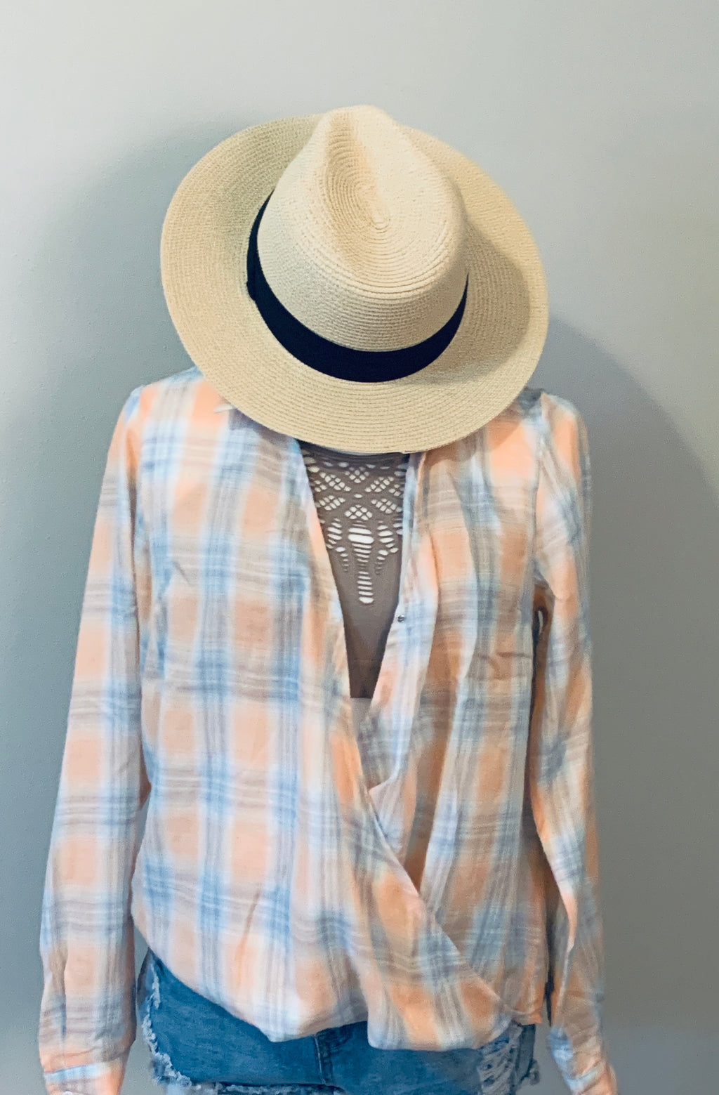 Sweet Tee and Summertime Peach/Aqua Plaid Top