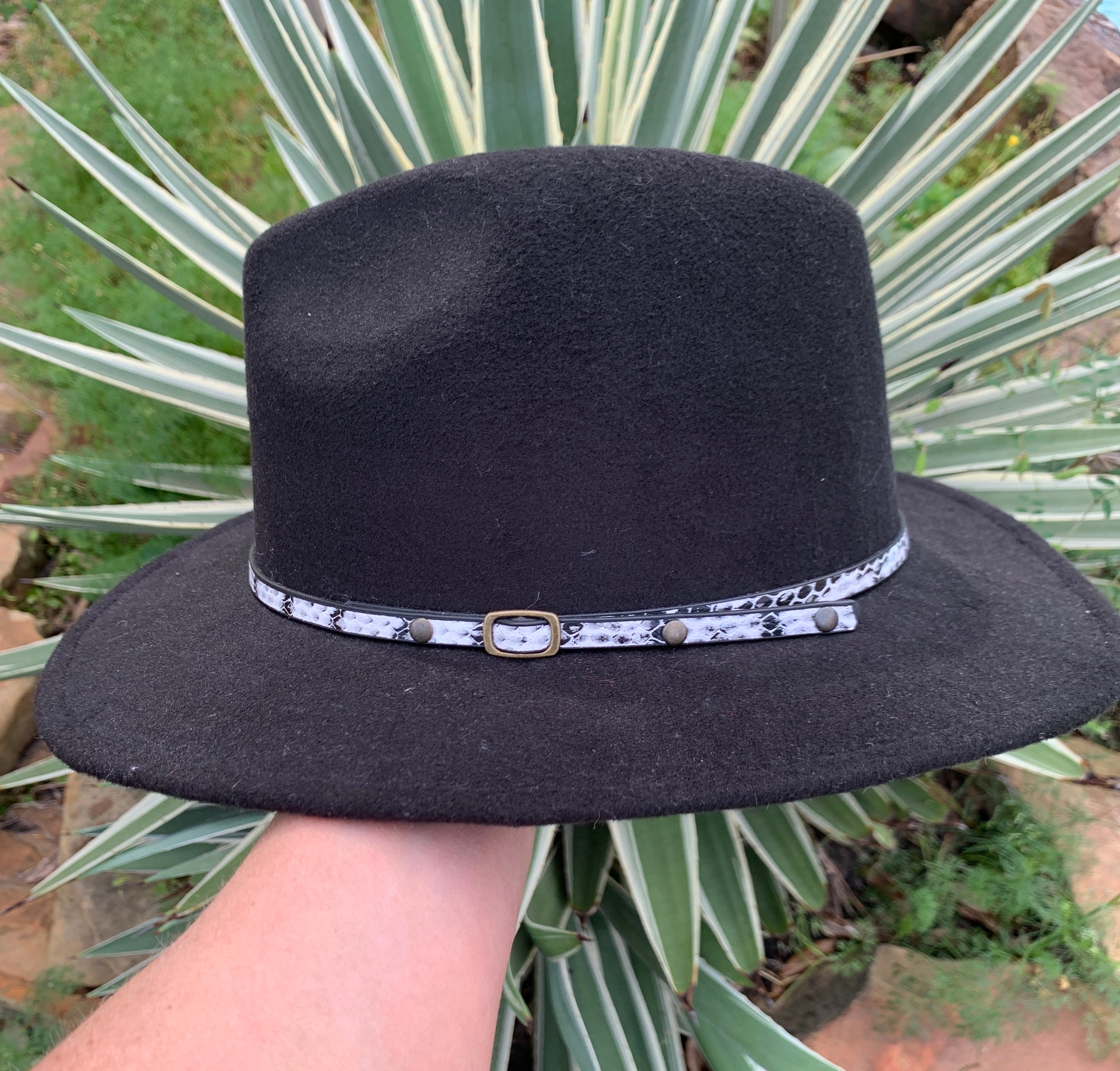 Black Felt Hat with Snakeskin Band