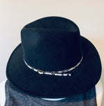 Black Felt Hat with Snakeskin Band