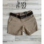 "Layla" Tan Shorts - Plus Size