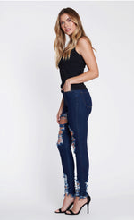 Desperately Distressed Dark Stone Skinny Jeans