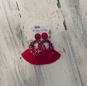 Red Sparkle Earrings