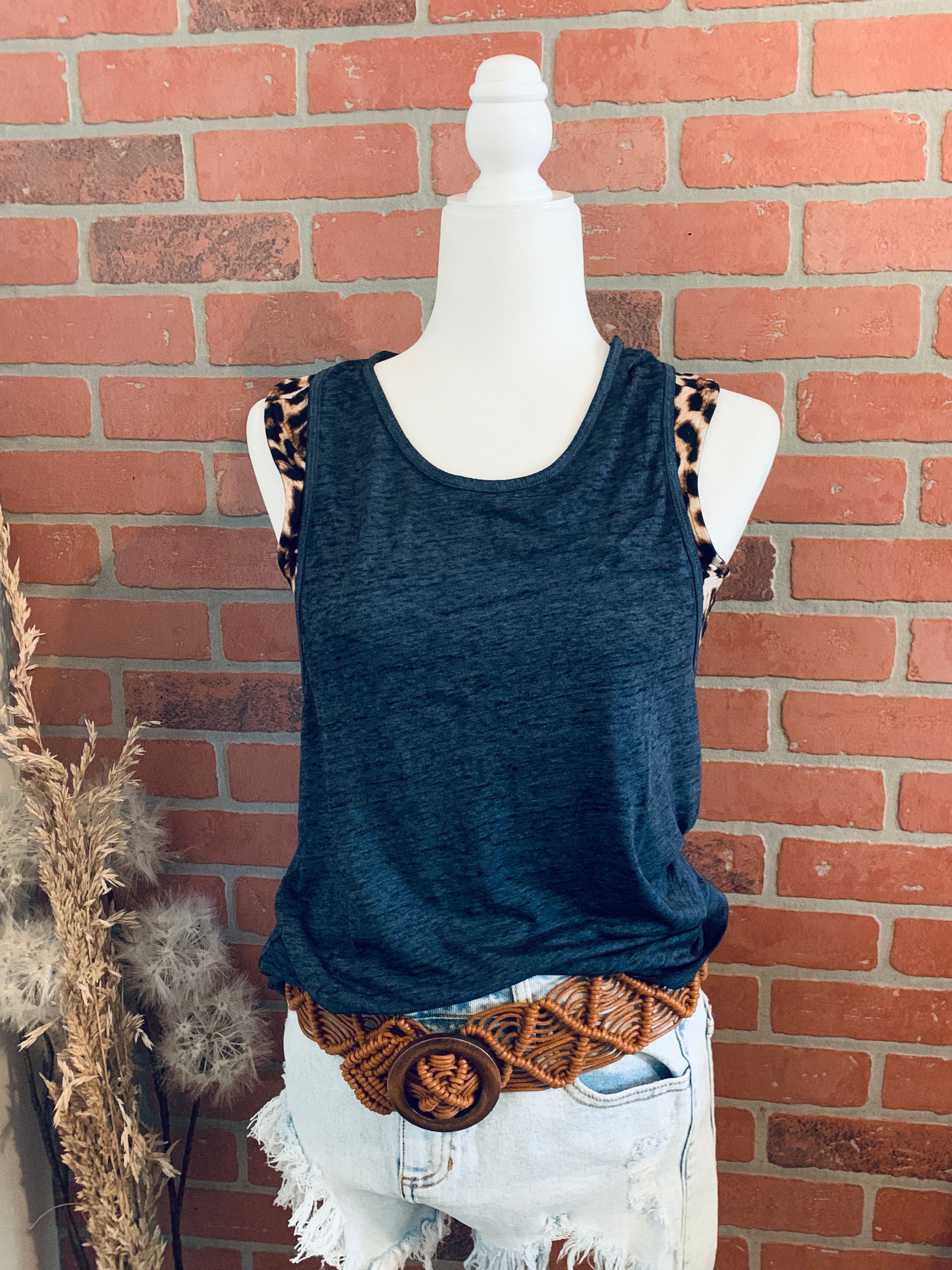 Indigo Distressed Tank Top