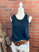 Indigo Distressed Tank Top