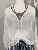 Stylish Romance Sheer White Blouse