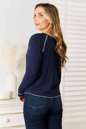 Gemini Long Raglan Sleeve Round Neck Top