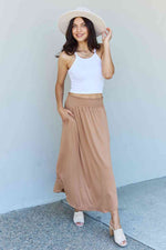 Comfort Princess Full Size High Waist Scoop Hem Maxi Skirt in Tan