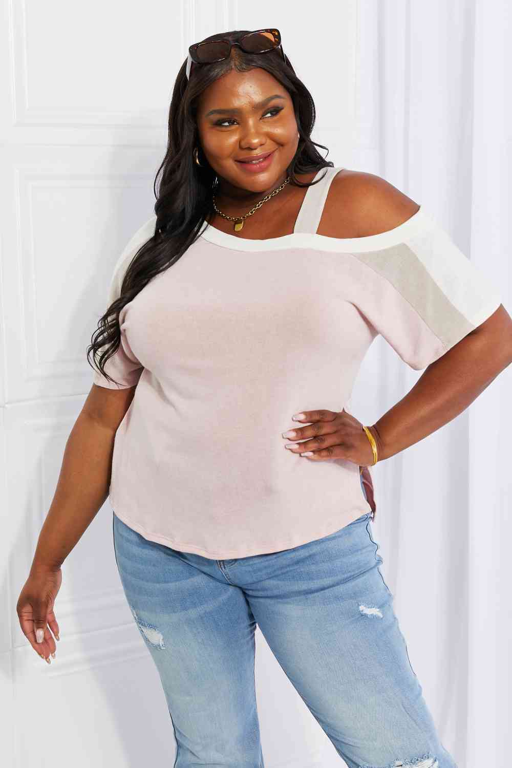 Full Size Something Simple Cold Shoulder Tee