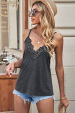 Lace Trim V-Neck Cami Top