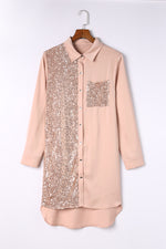 Miranda Sequin High-Low Shirt Dress