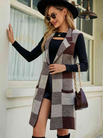 Isabell Plaid Lapel Collar Sleeveless Cardigan