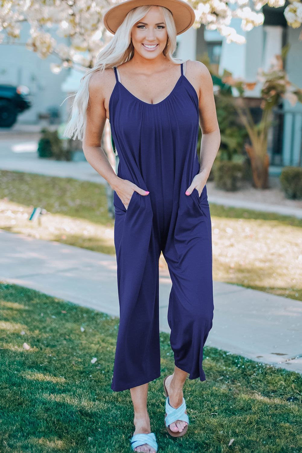 Brandi Spaghetti Strap Wide Leg Jumpsuit