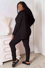 Justin V-Neck Soft Rayon Long Sleeve Top and Pants Lounge Set