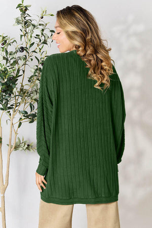 Full Size Ribbed Cocoon Cardigan