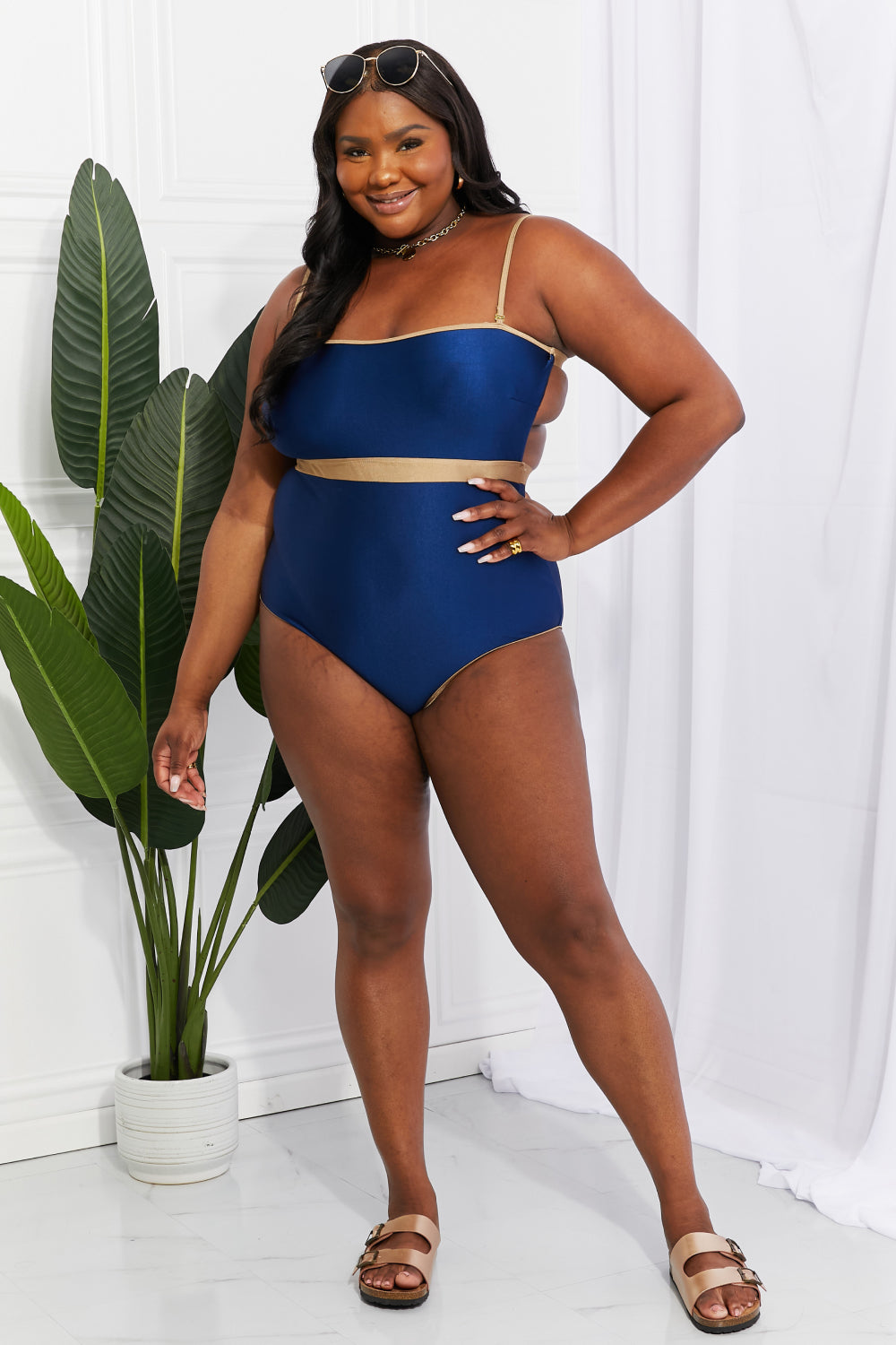 Swim Wave Break Contrast Trim One-Piece