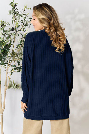 Full Size Ribbed Cocoon Cardigan