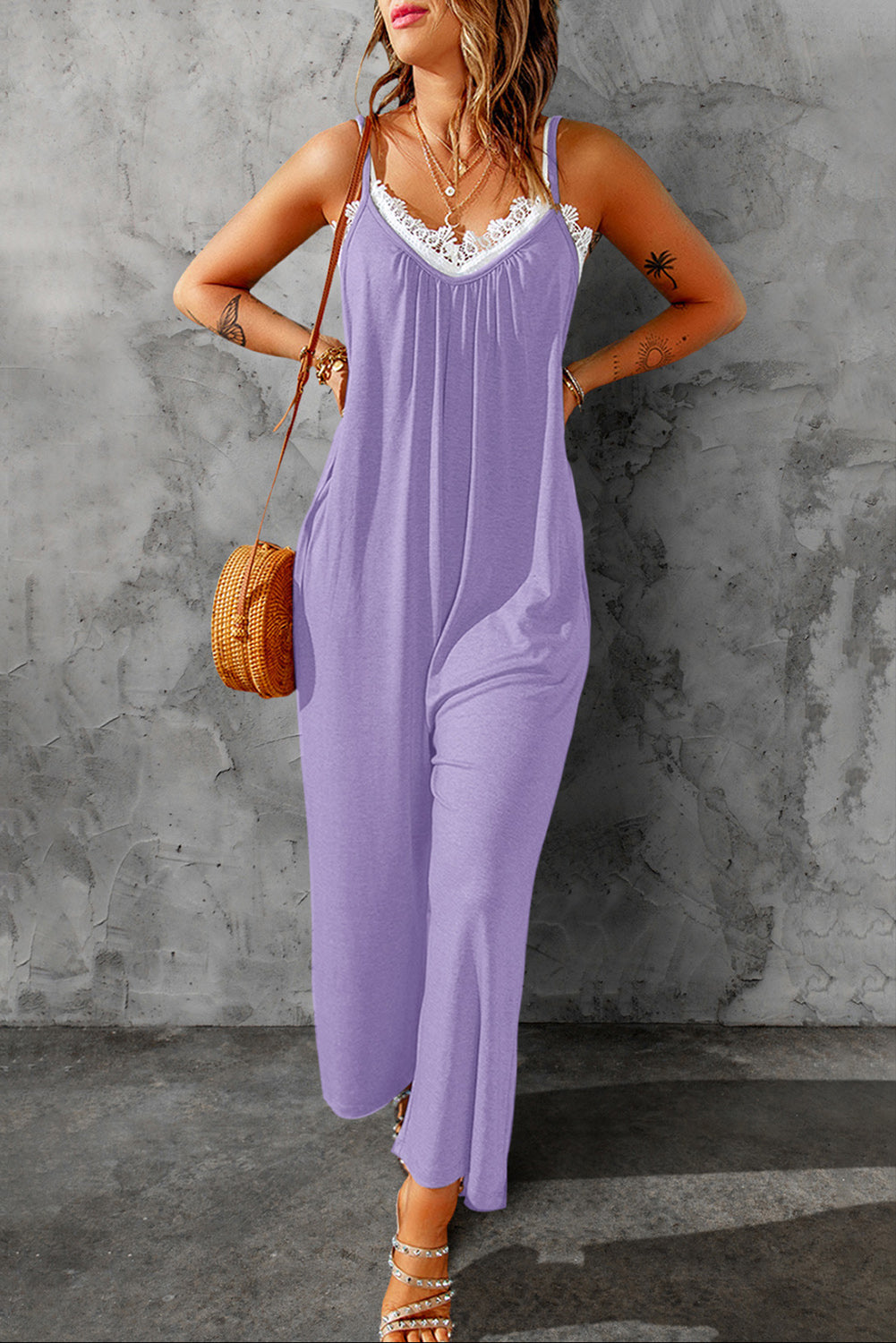 Brandi Spaghetti Strap Wide Leg Jumpsuit