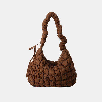 Drawstring Adjustable Strap Quilted Shoulder Bag