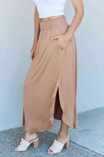 Comfort Princess Full Size High Waist Scoop Hem Maxi Skirt in Tan