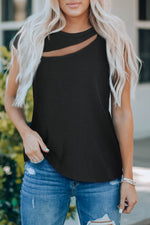 Erica Ribbed Round Neck Cutout Top