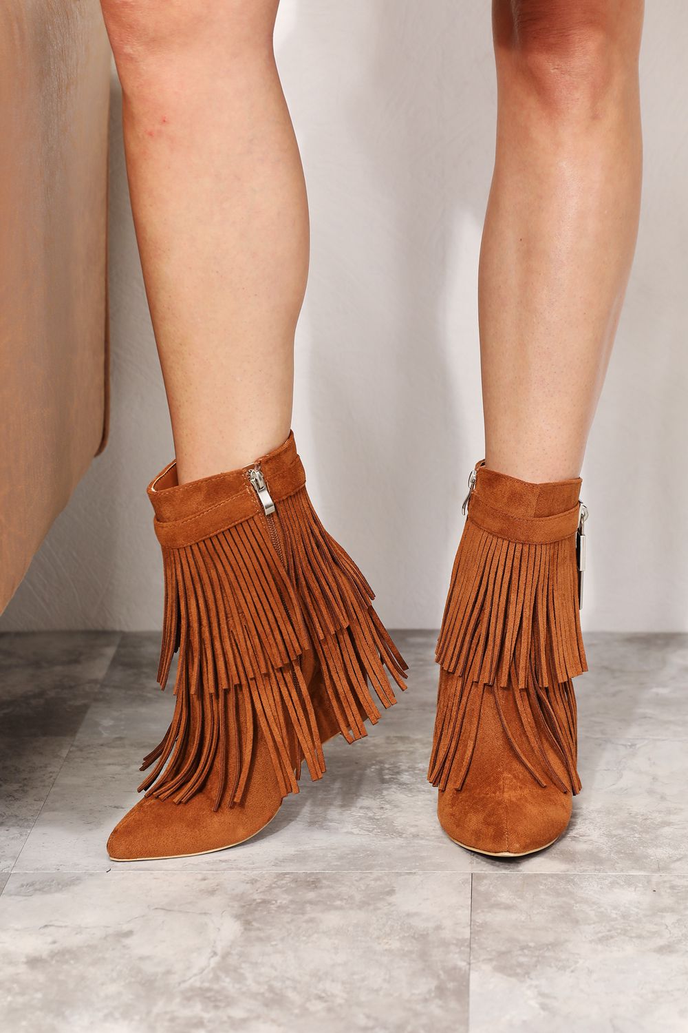 Outlaw Women's Tassel Wedge Heel Ankle Booties