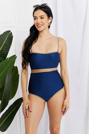 Swim Wave Break Contrast Trim One-Piece