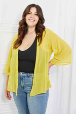 Just Breathe Full Size Chiffon Kimono in Yellow