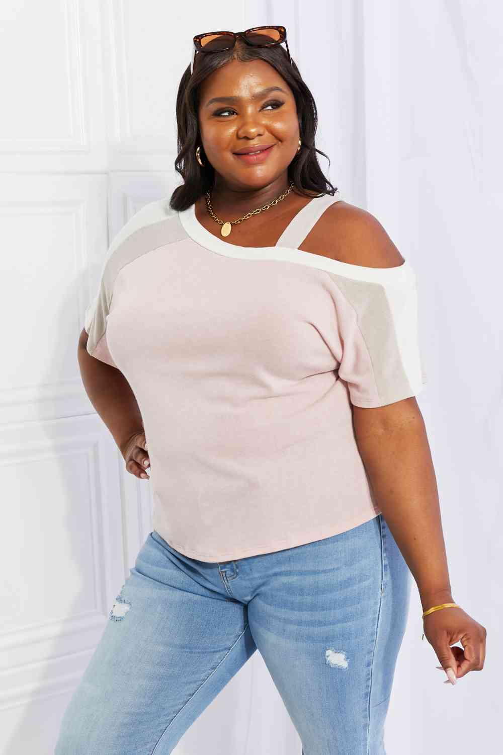 Full Size Something Simple Cold Shoulder Tee