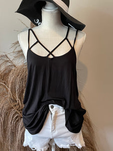 Sleeveless Black Strappy Tank