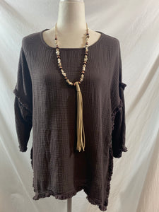 Mocha Latte Fringe Top