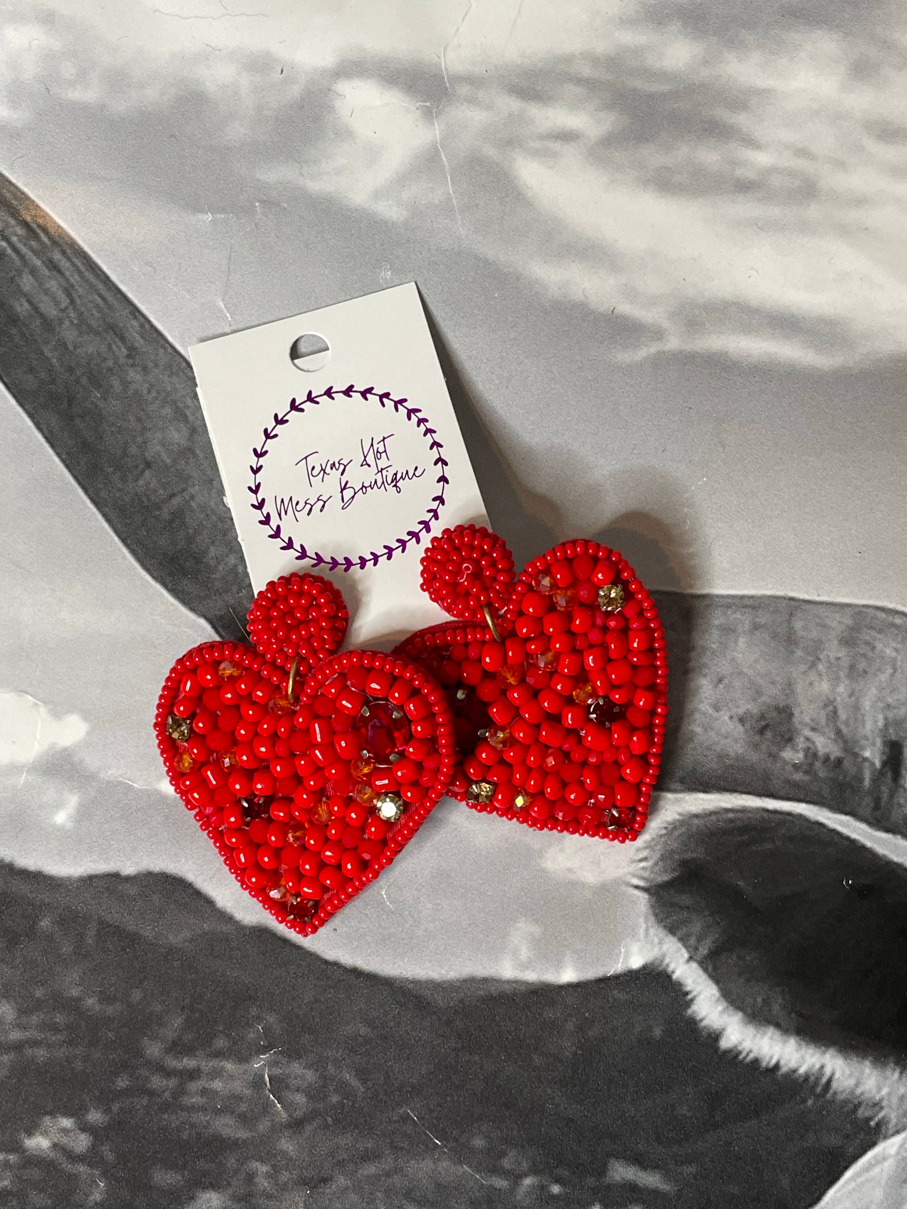 Let’s Go Love Red Heart Earrings