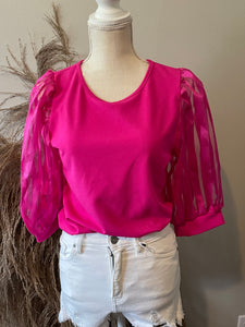 Pink Puff Sleeve top