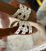 "Dorothy" White Studded Sandal