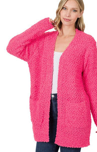 Spring Popcorn Cardi ~ Fuschia