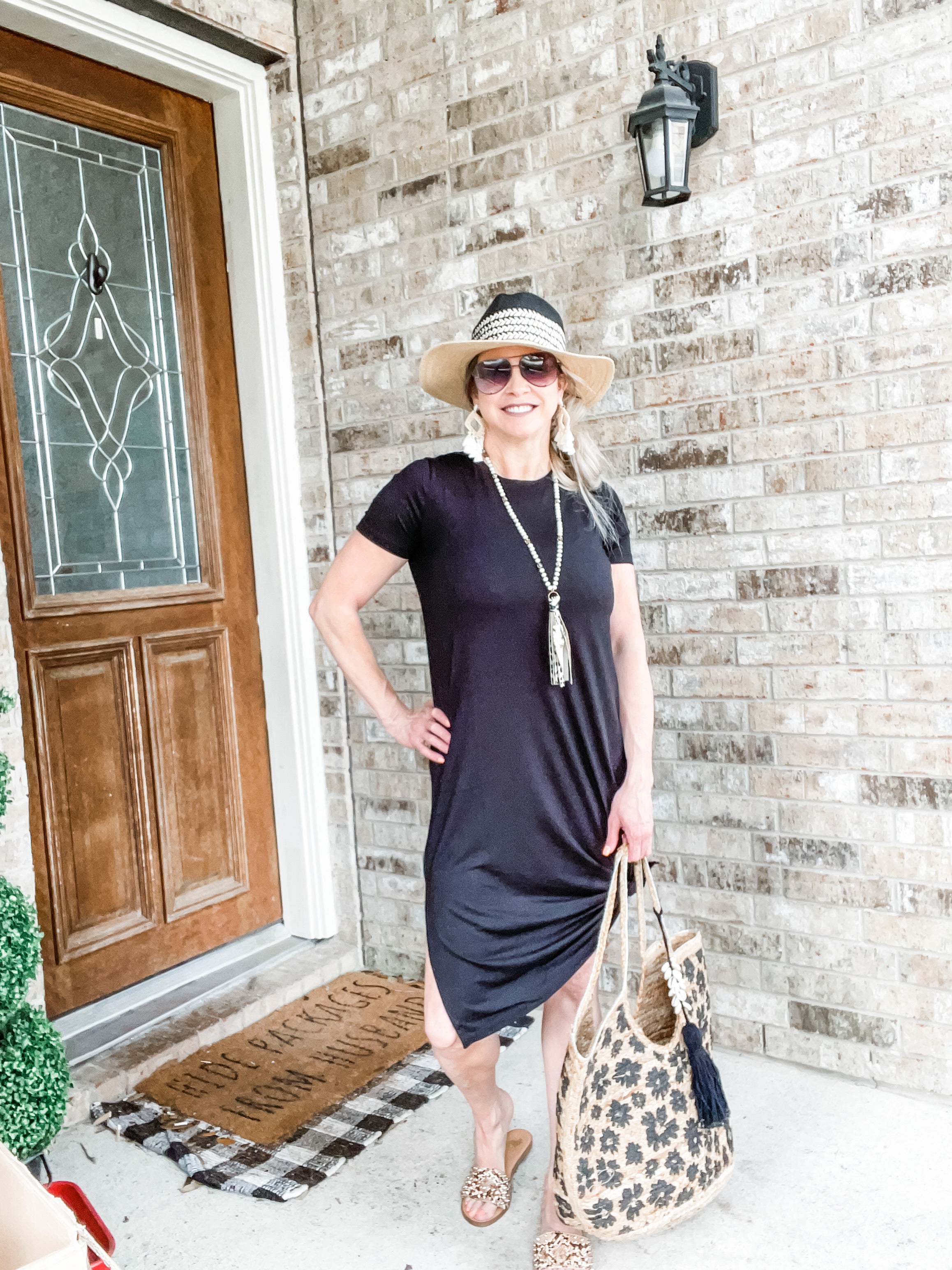 "Downtown Dallas" Black T-shirt Dress