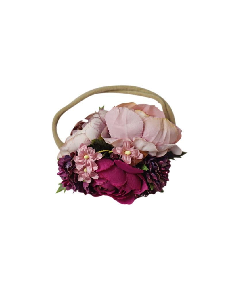 Floral Stretch Headband - Mauve & Fuchsia