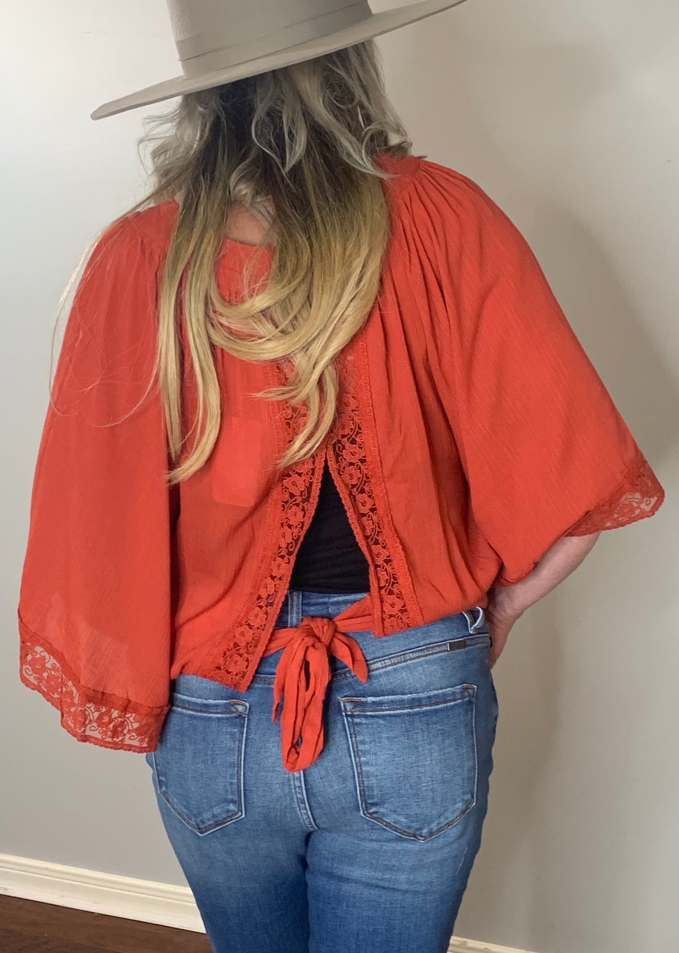 Brick Red Open Back Tie Top